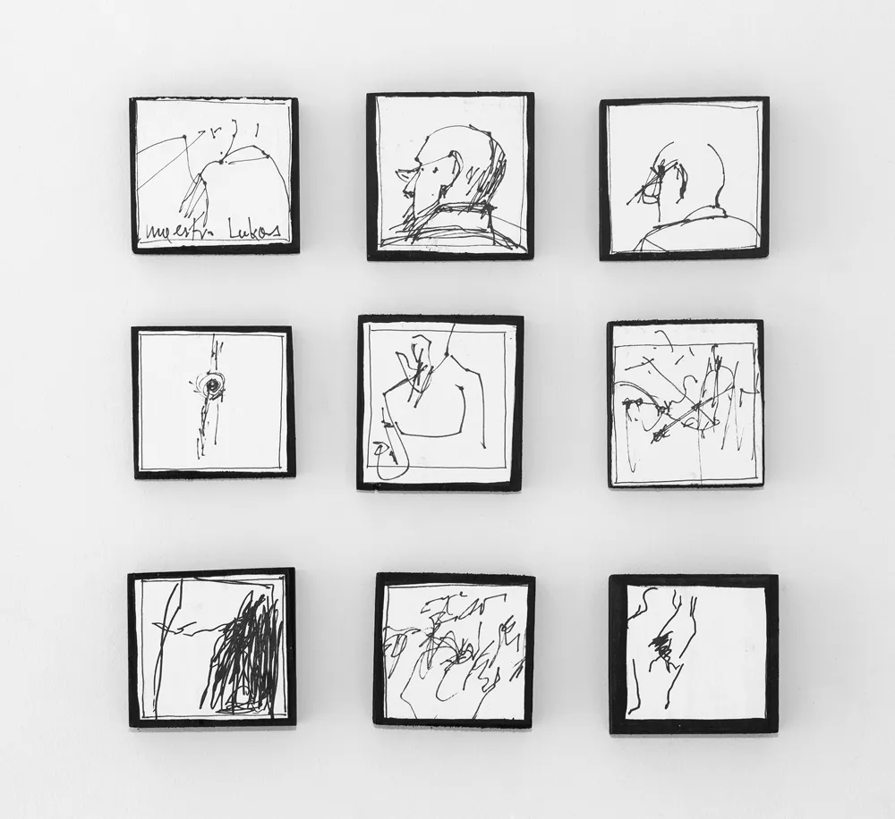 alma_cace_concert_IV_ball_pen_paper_laminated_on_wood_4X4_cm_9_pieces
