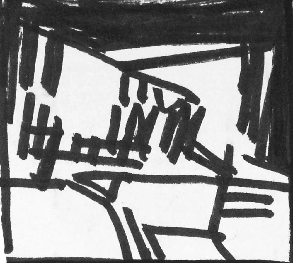 alma_cace_vitics_arhitecture_II_felt_pen_paper_laminated_on_wood4x4_cm